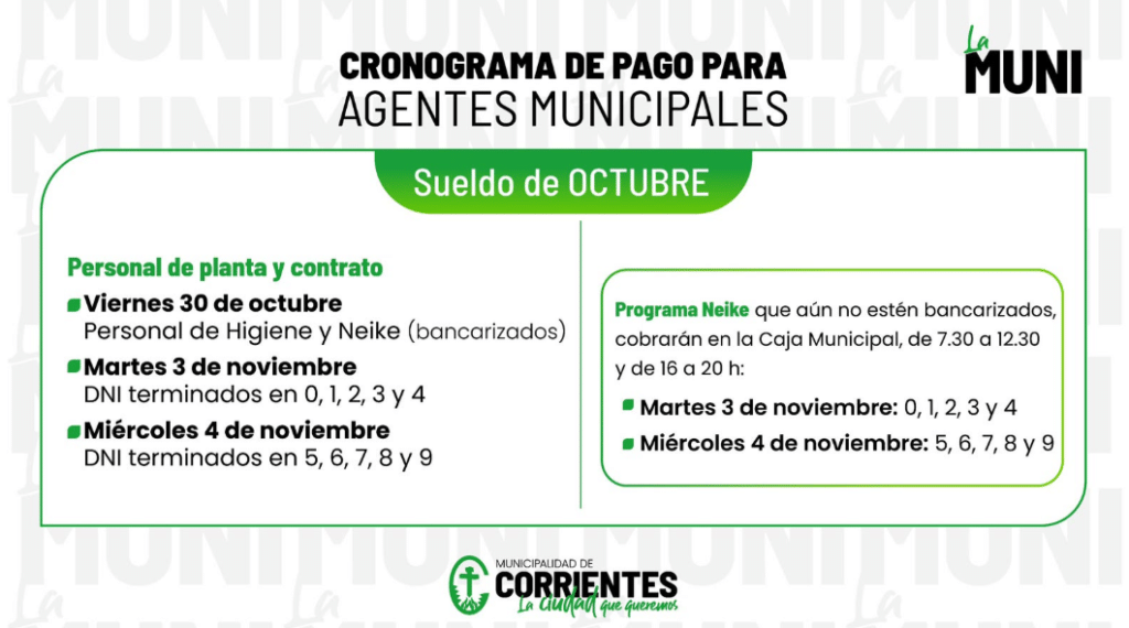 Sueldos municipales: quiénes cobran primero y a quiénes les toca recién la semana que viene